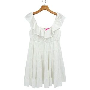 Lilly Pulitzer Emie Babydoll Ruffle Eyelet Dress in White Size 8